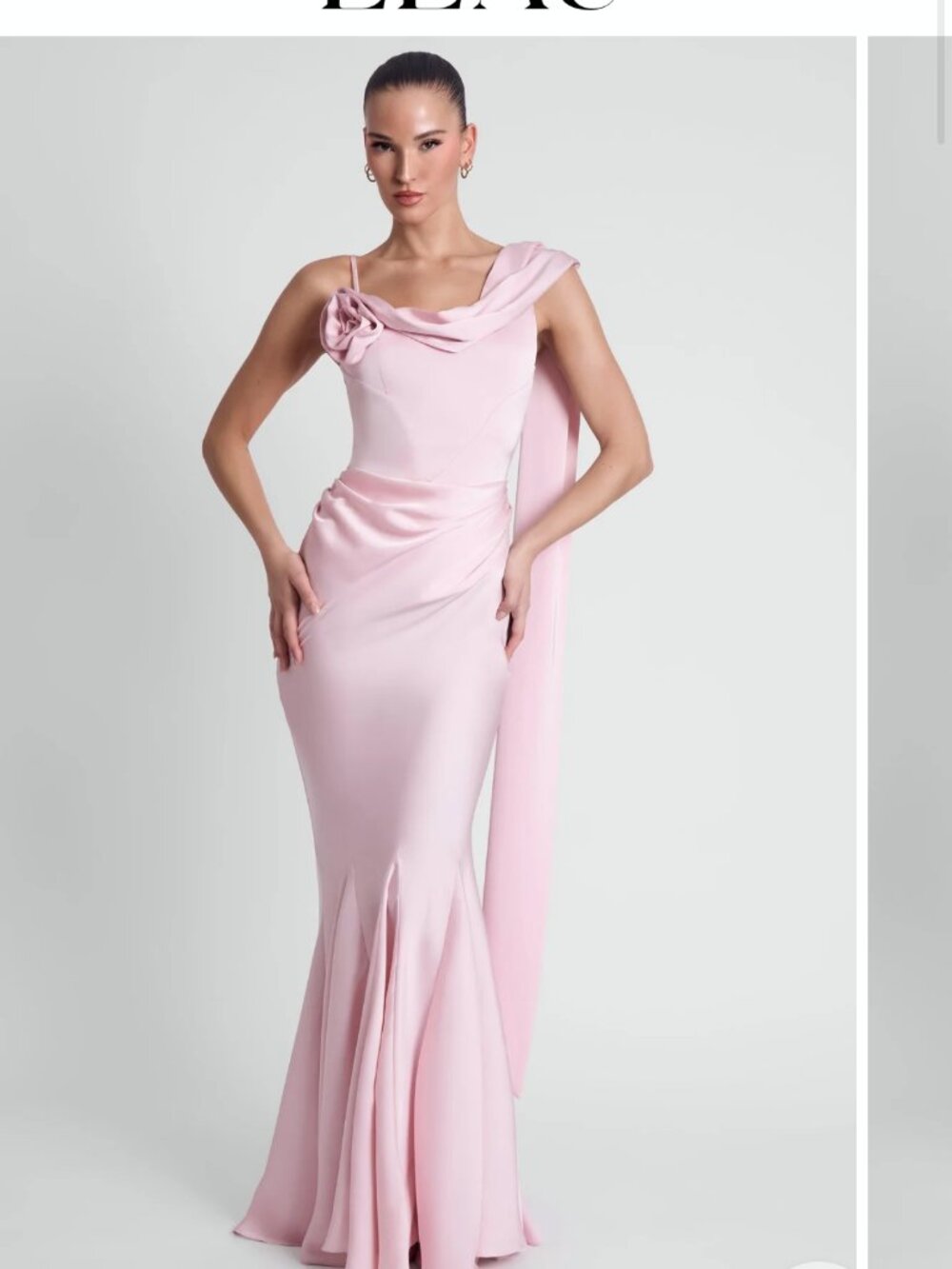 Celine Corset Drape Satin Gown Pink
